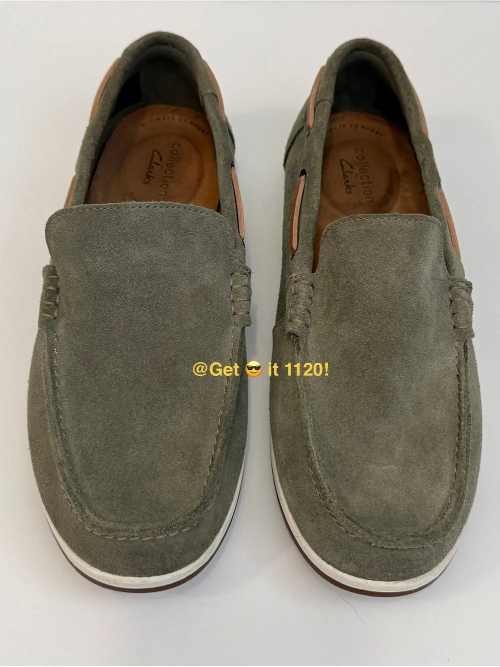 Clarks Morven Sun Men’s Slip-On Olive Suede Leather Shoes 261481757 Size 10 US